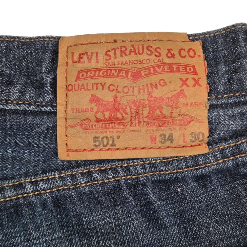 Vtg Levi's 501 Original Jeans Mens‎ 34x30 Dark Wash Blue Straight Leg Denim